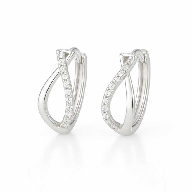 코코쉬 925실버 18k 스와로브스키 물고기 원터치 여성 링 귀걸이 한쌍 (2개)