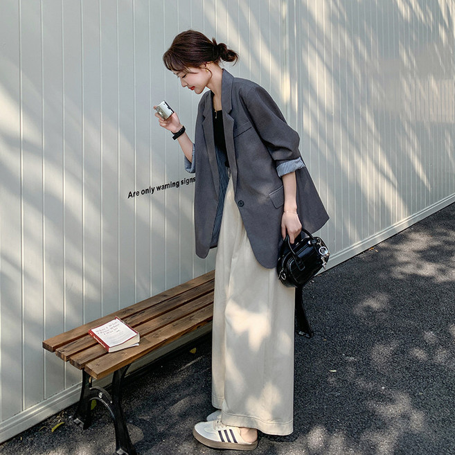 ANYOU 고급스러운 여성 정장 데일리 오피스룩 캐주얼 정장 자켓 아우터