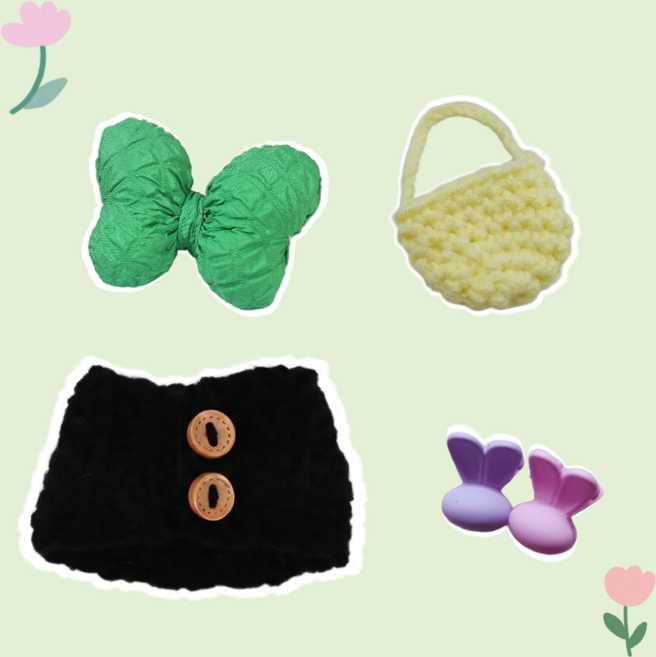 티니숲속 모루인형 꾸미기 10종 소품 코디 세트 인형 옷 입히기, 1개, 블랙조끼