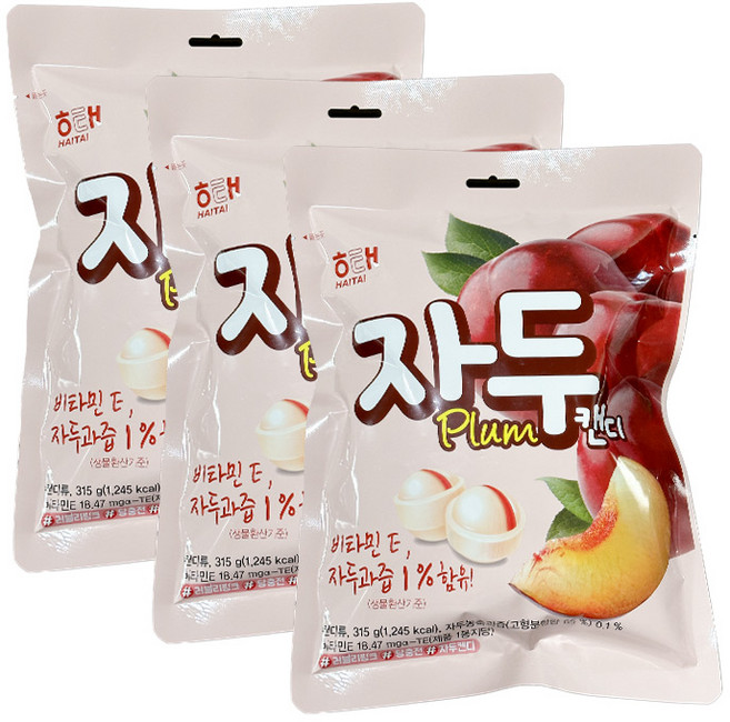 해태제과 자두 캔디, 315g, 3개