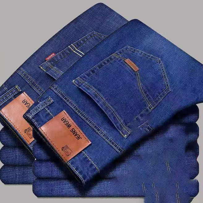 1+1 남성 데님 팬츠 캐주얼 하이웨이스트 봄 여름 일자 와이드 청바지 루즈핏 슬랙스 스판 데님 팬츠 WGYDW