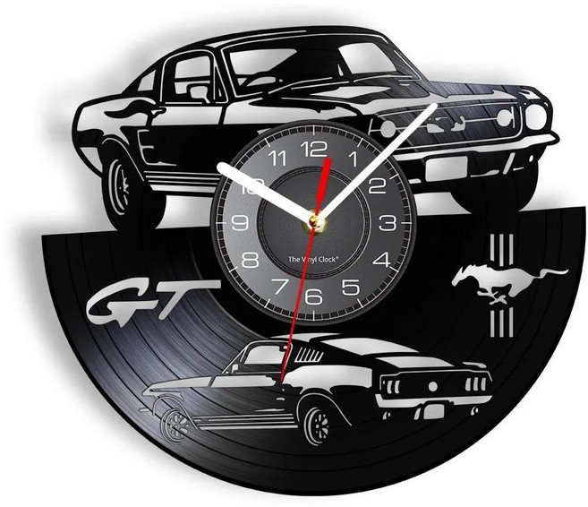 패스트백 스포츠카 비닐 앨범 레코드 벽시계 동굴 자동차 홈 장식 걸이식 무소음 쿼츠 시계, 1)Without LED  12인치, 1. Without LED / A. 12인치