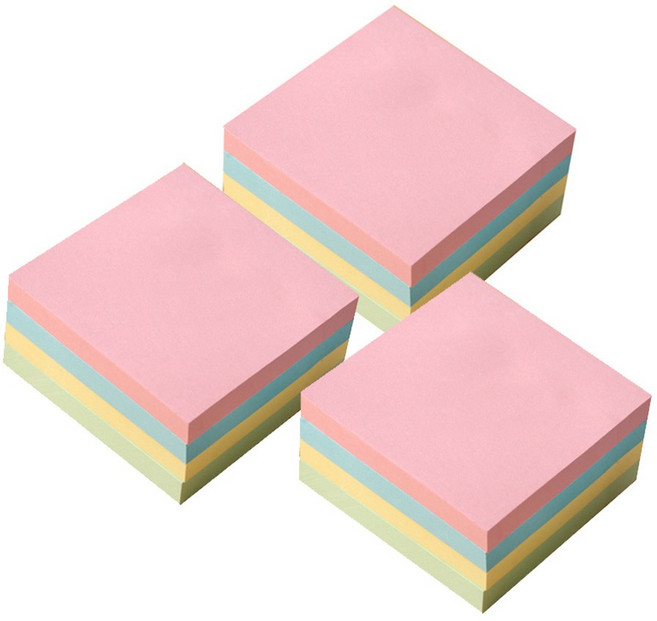 요랜드 알뜰팩 점착메모지 76 x 76 mm, 4컬러, 400매, 3개
