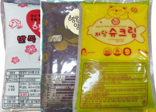 행복 잉어빵 반죽 모음 (반죽 1 x 팥 1 x 슈 1) 잉어반죽 팥앙금 슈크림 잉어빵 붕어빵 만들기 홈베이킹 간식, 3개, 3.66kg