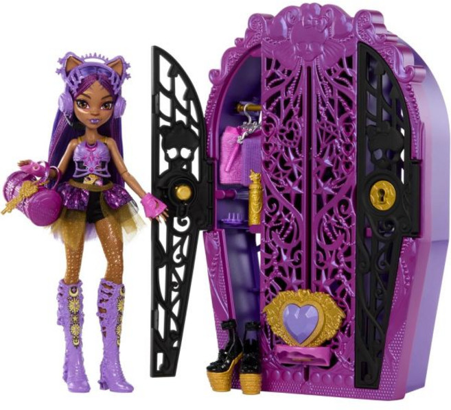 스컬티밋 시크릿 네온 락커 드라큘로라 인형 드레스업 락커, Clawdeen Wolf, 1개