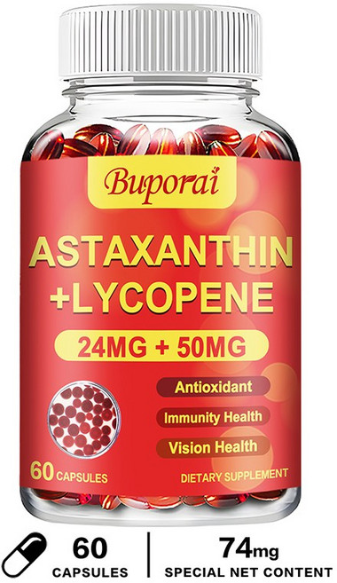 Buporai 蝦紅素+茄紅素 膠囊 24mg+50mg, 60組