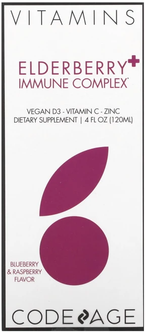 코드에이지 비타민 엘더베리 이뮨 컴플렉스 블루베리 라즈베리 4 fl oz 120 ml, 1개, 120ml - 쿠팡