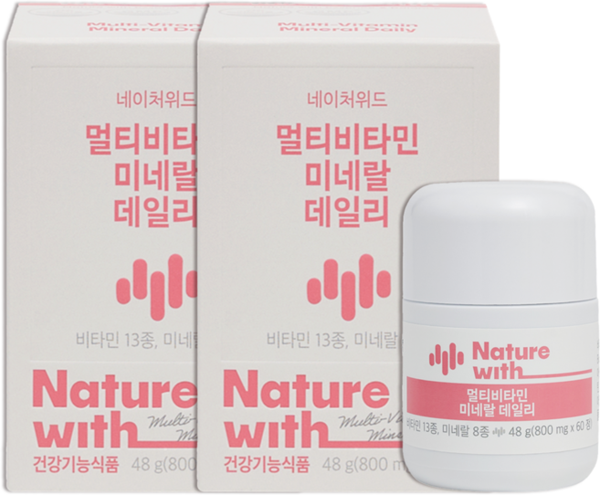 네이처위드 고함량 멀티비타민 미네랄 데일리 식약청인증 종합 비타민 영양제, 2개, 60정
