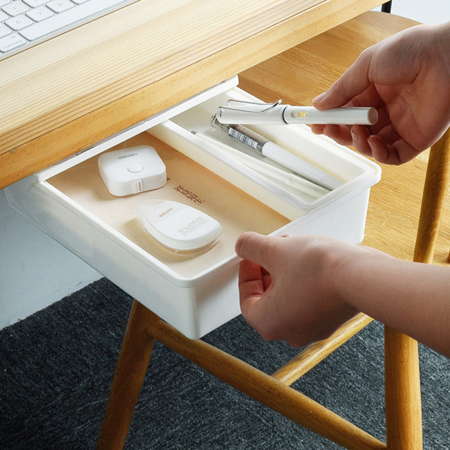 책상 언더서랍 소품수납 히든서랍, 크림아이보리