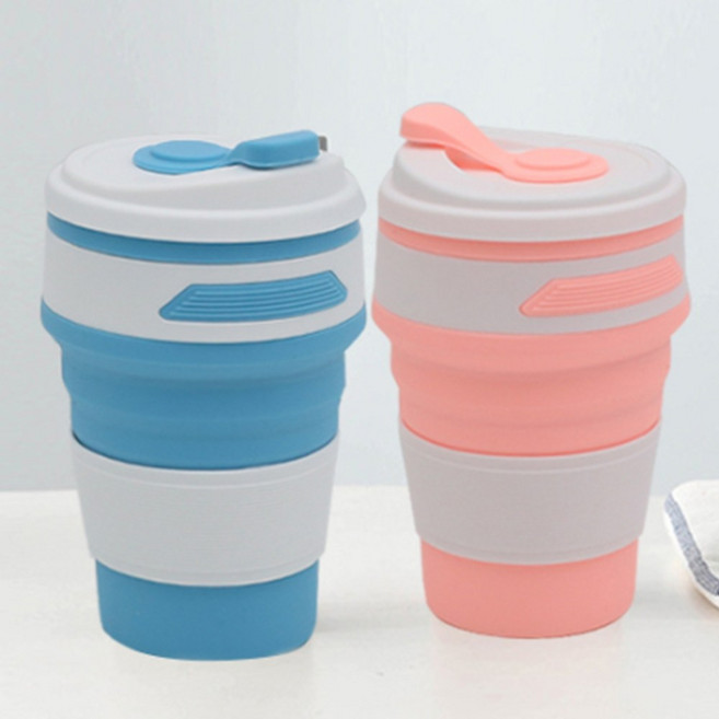 폴딩 텀블러 접이식 실리콘 접는 물컵 물통 작은가방 350ml, 1개