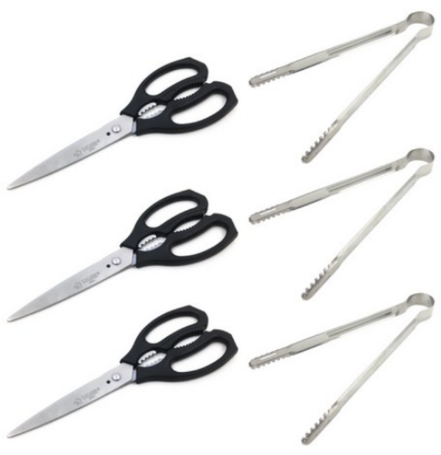 코코렉스 주방가위 블랙 3p + 악어스텐집게 23cm 3p, ALL MIX, 2세트