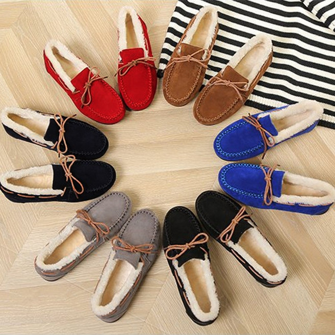 와이제이인터네셔널 여성용 털안감 인조가죽 로퍼 리본 드라이빙 슈즈 YJ0134