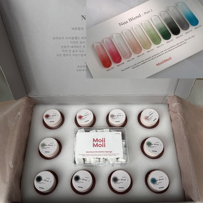 모이모이 누아블렌드2 컬러 그라네일 10종 세트 그라데이션+스펀지 70개, 1개