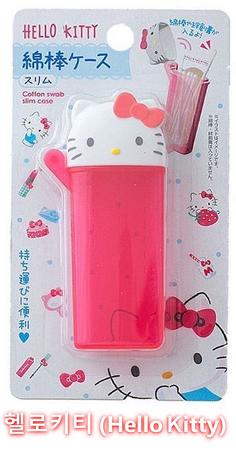 키티 면봉케이스 면봉통 휴대용 치실케이스 여행용, 빨간색(Red), 1개