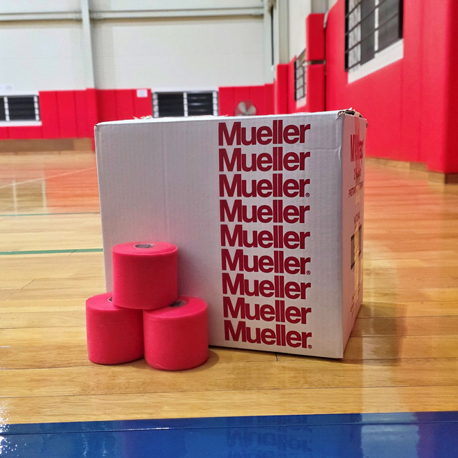 뮬러 MWrap 스펀지 컬러 언더랩 테이프 6.9cmx27.4M 스포츠 테이핑 배드민턴 라켓 그립 축구 보호대고정 머리끈, 3개, 레드