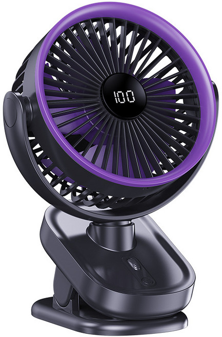QUZO 휴대용 클립형 선풍기 자동회전 타이머 기능, 블랙