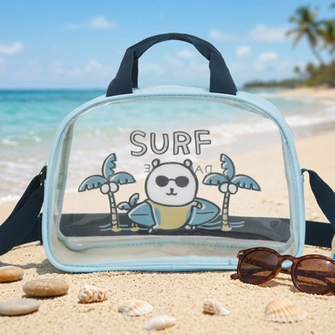 달곰이여름 물놀이 서핑 판다 투명 보스턴 비치백 수영 가방 아동용