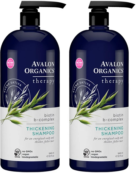 아발론 오가닉스 비오틴 단백질 샴푸 약산성 탈모 비건 오가닉 지성 비듬 모발 두피 케어 대용량, 946ml, 2개 - 쿠팡