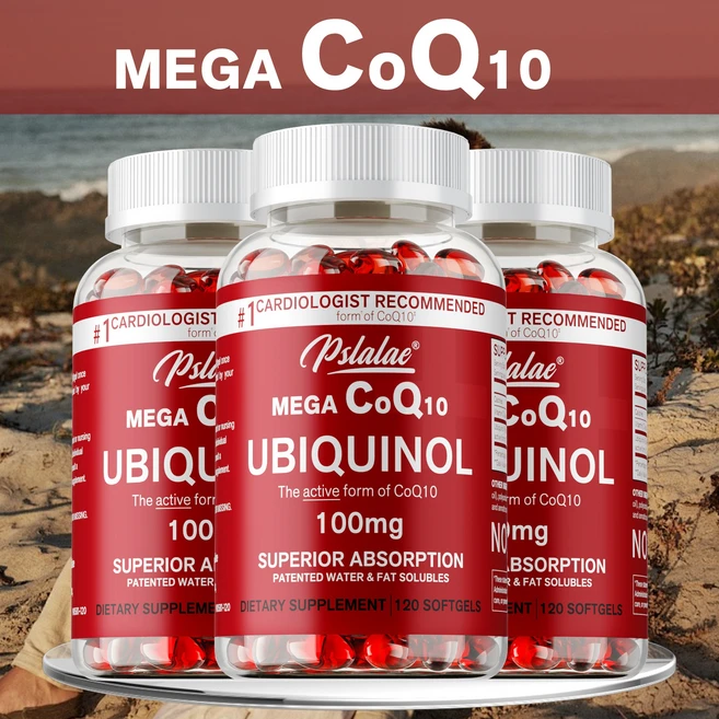 메가 유비퀴놀 CoQ10 100mg 뛰어난 흡수율 특허받은 수용성 및 지용성 천연 코엔자임 Q10 보충제 형태 심장 건강을 위한 항산화제, 1개, 60정 - 쿠팡