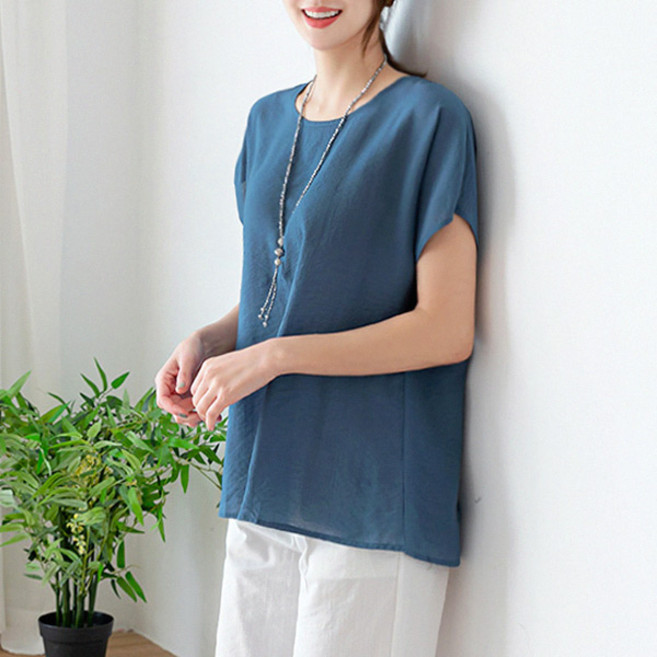 에르 인견 블라우스 10color / 빅사이즈 F XL 2XL (55~99) / 여름 반팔 무지 플라워 시원한 쿨원단