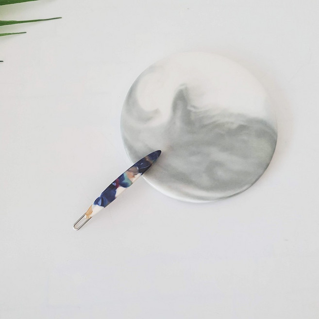 시크몽 프랑스핀 호피 마블 미니 슬림 타원 옆머리 앞머리 6 cm 수동 똑핀