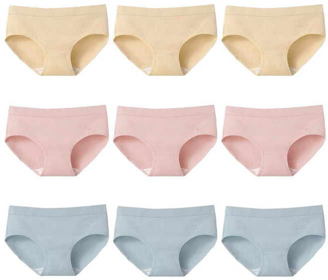 IEDUOS 여성 데일리 면 팬티 9종세트 소녀주니데이 코튼 미디 팬티 여 주니어 초중고등학생 여자 면스판