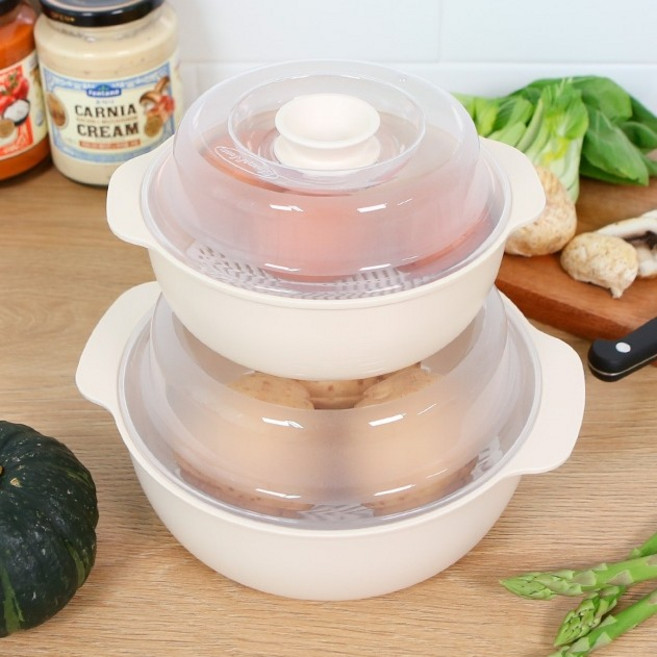 국산 전자렌지용 만두 계란찜기 소형 중형 2개 세트, 아이보리, 1세트