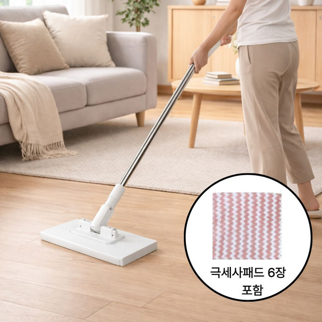 벡사 원터치 깔끔한 자동탈착 밀대걸레+극세사패드 6장, 1개
