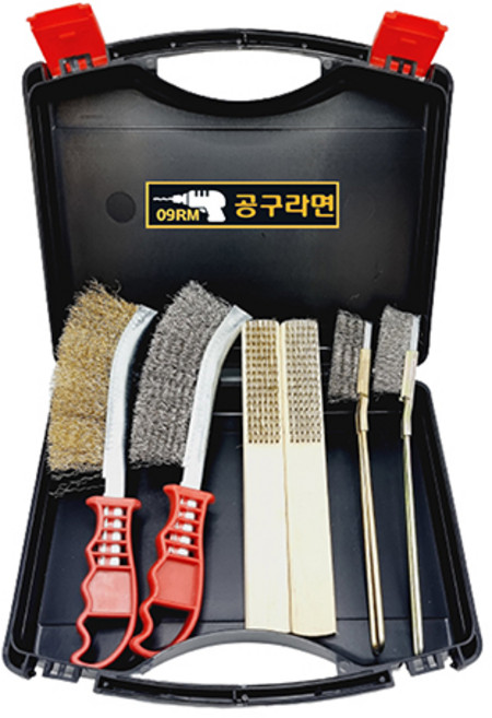 공구라면 ( 09RM ) 다용도 와이어브러쉬 철브러쉬 녹제거 찌든때제거 6종 세트 보관함 포함, 1개