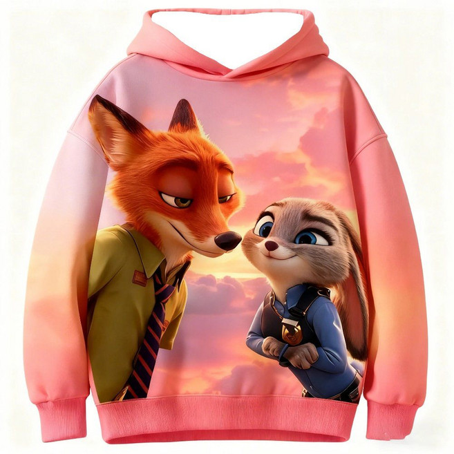 주토피아 2 캐릭터 닉 주디 긴팔 후드 티셔츠 후드티 옷