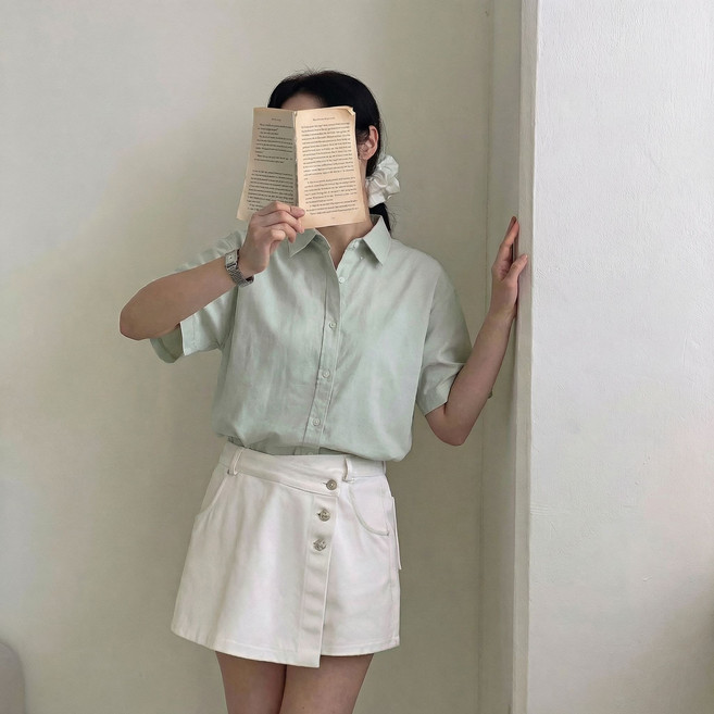 여자 반팔 레귤러핏 옥스포드 셔츠 면100 made in korea (9 color)