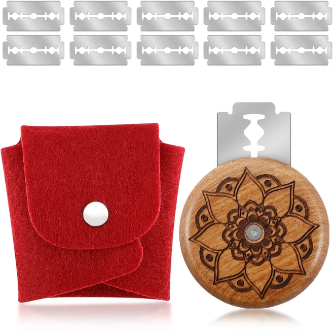 빵반죽 채점 도구 소형 커터 5cm 나무 사워도우 채점기(10개 스테인레스 스틸 블레이드 포함), 01 B, 1개