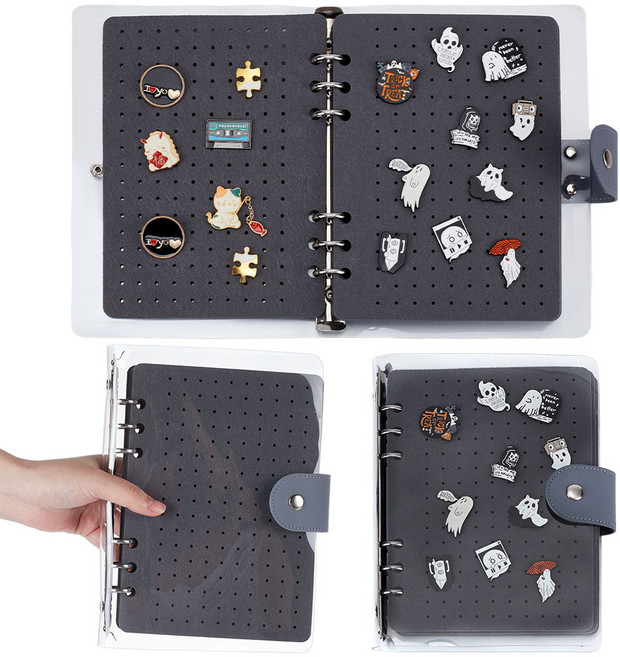 펠트 브로치 수납 노트북 앨범 그레이 23.5x18x3cm, 1