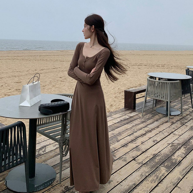 BiimTee 여성 롱 니트 원피스 루즈핏 캐주얼