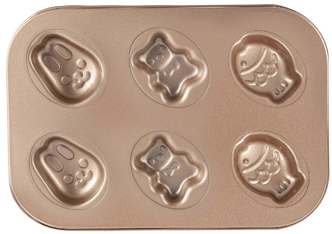 혼합6구팬토끼곰붕어 머핀팬 토끼틀 곰돌이팬 곰돌이틀 붕어틀 마드렌틀 마들렌 베이킹, 6개