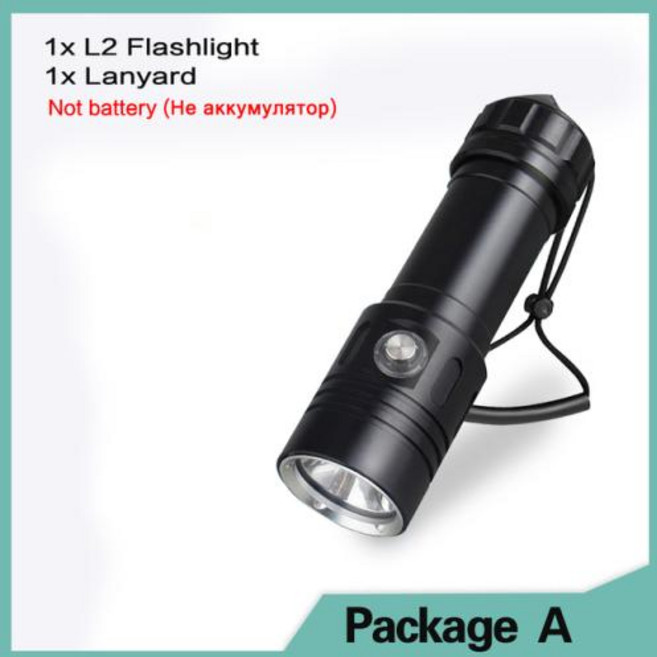 수중 랜턴 LED 스쿠버 다이빙 손전등 IPX8 방수 100m L2 전원 5000LM 4 가지 모드 다이빙 조명 5000mAh 26650 배터리, 1) Single Light - IPX8 Waterpr, 1.Single light