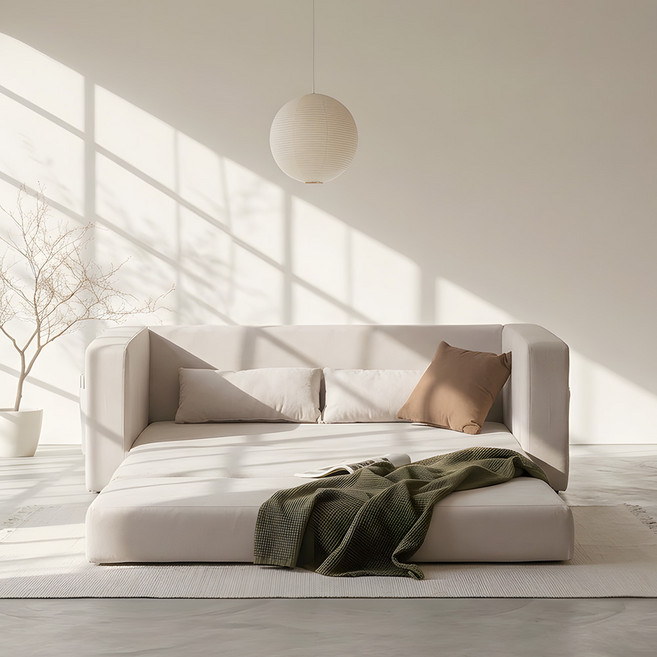 장인가구 제프 아쿠아텍스 3인용 소파베드, 아이보리