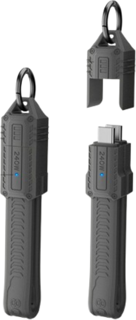 Type-C公轉Type-C公/240W/80GB軟板線 高清8K傳輸移動硬碟線, usb4全功能短線灰色帶鑰匙扣, 1個, 13cm