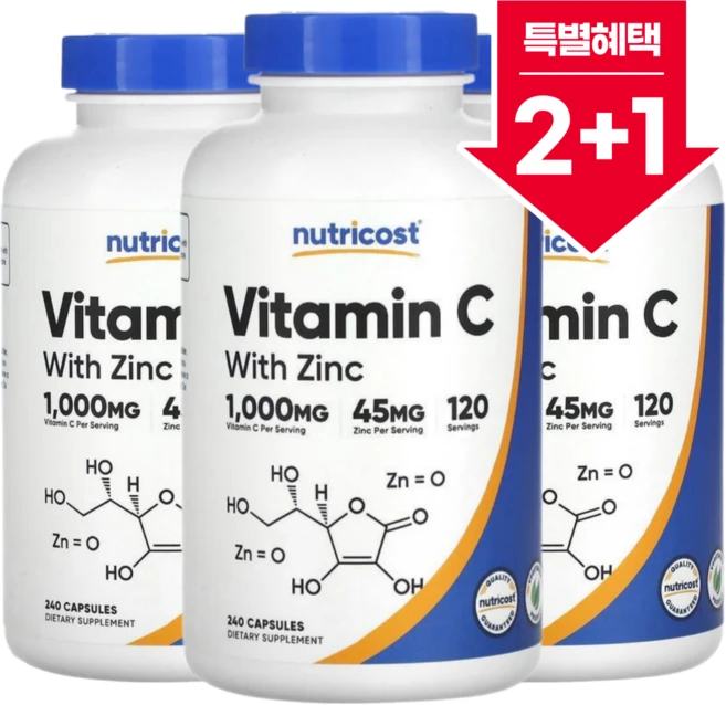 뉴트리코스트 비타민 C 1000mg + 아연 45mg 캡슐, 240정, 3개 - 쿠팡