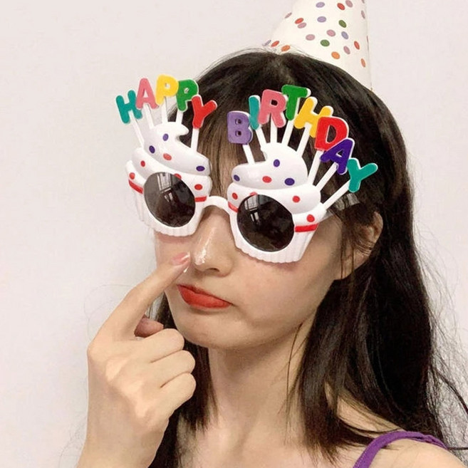 생일 축하 안경 해피벌스데이 선글라스 소품 생일파티 홈파티 선물, 화이트