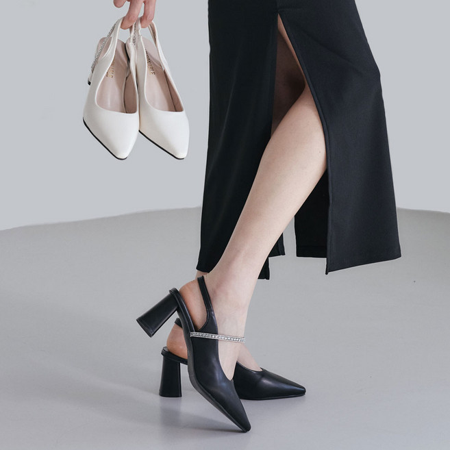 스타앤코 스틸레토 큐빅 슬링백 구두 7cm