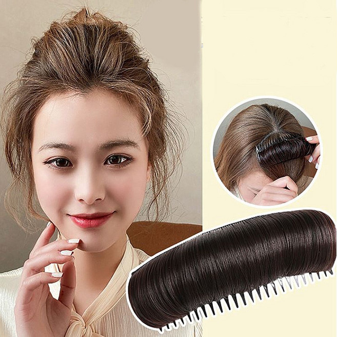 팬시온 볼륨 업 헤어뽕 빗핀 머리뽕 가발 핀 붙임 머리 헤어 피스, 대-블랙, 1개
