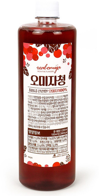 더옹달샘 전통 수제숙성 오미자청 1L 오미자 엑기스 원액, 1개