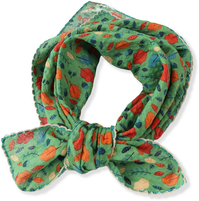 메리앤유 엠보 코튼 플라워 나염 쁘띠 스카프 정사각 손수건 국산