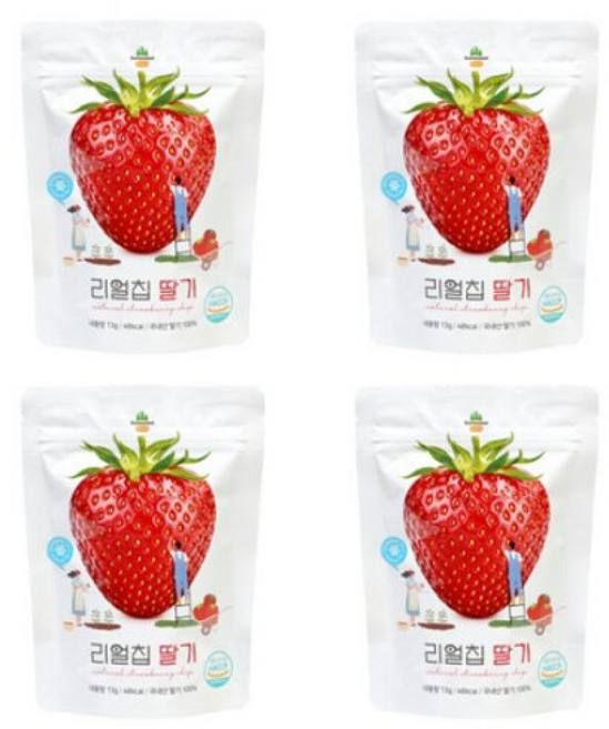 산마을 동결건조 리얼칩 딸기 과일칩 순딸기 원물간식 아이들 사무실 간식 건강, 4개, 13g