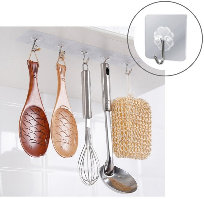 다원미르) 후크걸이 강력 접착식 무타공 벽걸이 주방 욕실 후크, 15개