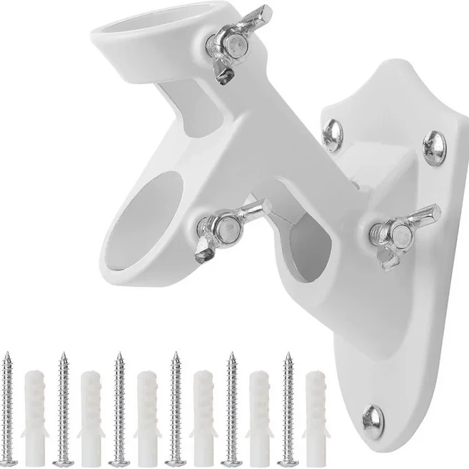 녹슬지 않는 벽면 깃대 홀더 벽걸이형 휴대용 장착 베이스 완벽방수 설치가 간편한 브래킷 정원용, 02 White-