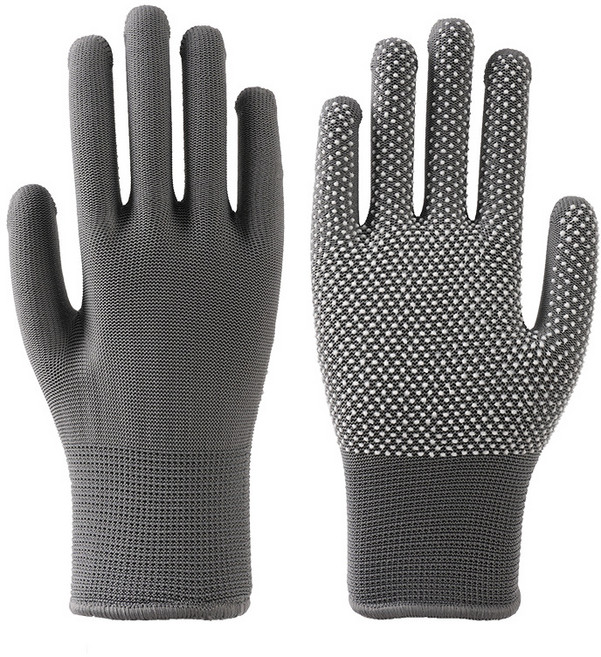 WHH 나일론 운전장갑 미끄럼방지 도트 작업장갑F, 10개, 그레이