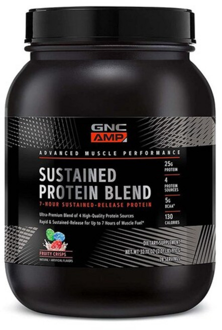 GNC AMP 서스테인 프로틴 블렌드 후르티 크리스피 910g 분리 유청 단백질, 1개, 910ml