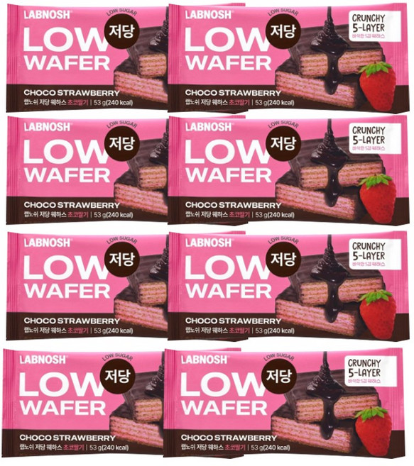 랩노쉬 저당웨하스 초코딸기, 53g, 8개